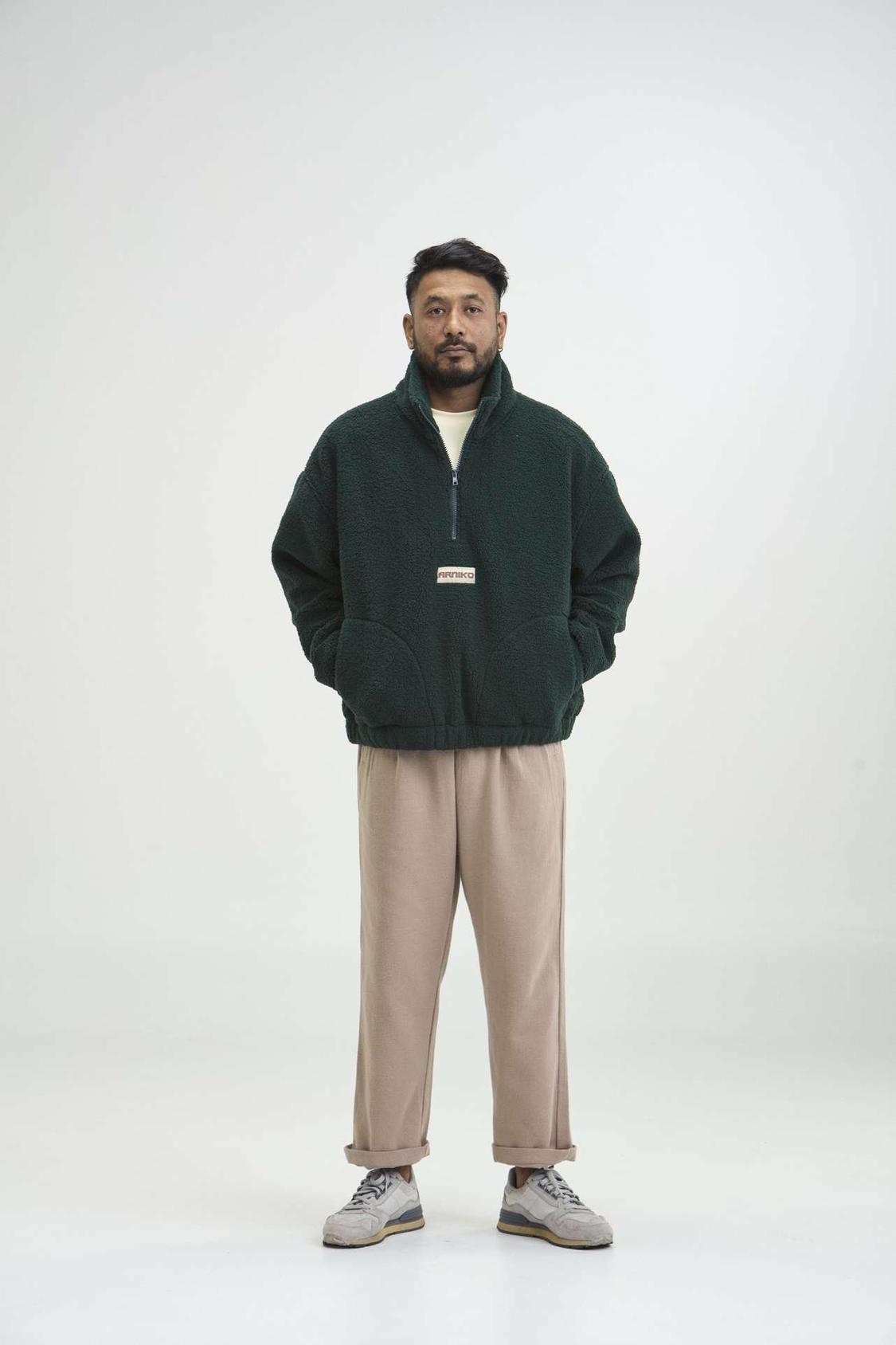 Arniko Moha Half Zip Fleecejacke Forest Unisex Recycelt grün